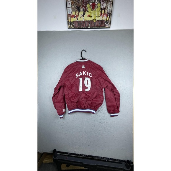 Vintage Colorado Avalanche Jacket Mens Large Red NHL Hockey Starter Sakic 19 - Picture 9 of 14